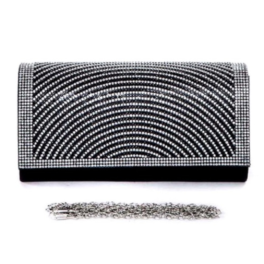 Crystal Pave Satin Clutch